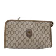 Pre-owned Leather clutches Gucci Vintage , Beige , Dames