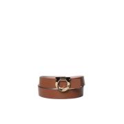 Bruine leren riem met metalen gesp Salvatore Ferragamo , Brown , Dames