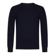 Blauwe Cashmere Sweater met Micro Eagle Borduurwerk Emporio Armani , B...