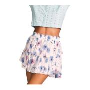 Bloemen Ruffle Mini Rok Loveshackfancy , White , Dames