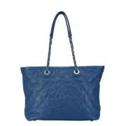 Pre-owned Leather totes Chanel Vintage , Blue , Dames