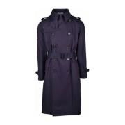 Blauwe Katoenen Double-Breasted Trenchcoat Aquascutum , Blue , Heren