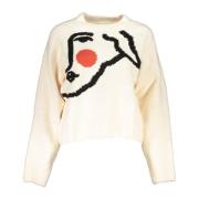 Witte Trui met Lange Mouwen Geborduurd Logo Desigual , White , Dames