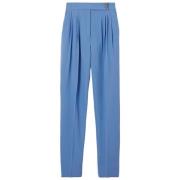 Op Maat Gemaakte Geplooide Wol-Mohair Broek Burberry , Blue , Dames