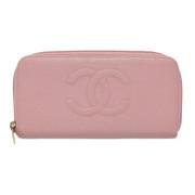 Pre-owned Leather wallets Chanel Vintage , Pink , Dames