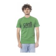 Effen T-shirt met korte mouwen Cavalli Class , Green , Heren