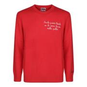 Wollen Crew Neck Pullover met Logo MC2 Saint Barth , Red , Heren