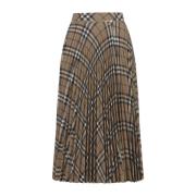 Geruite Geplooide Wollen Rok Burberry , Multicolor , Dames