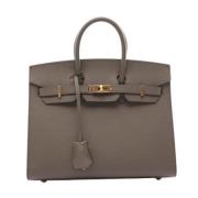 Pre-owned Leather handbags Hermès Vintage , Gray , Dames