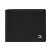 Zwarte leren portemonnee met effen patroon Calvin Klein , Black , Here...