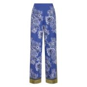 Blauwe Zijden Casual Broek Etro , Blue , Dames