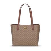 Handtekening Willow Tote Tas Coach , Brown , Dames