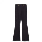 Rechte Broek in Milano Steek met Logo Knopen Gaëlle Paris , Black , Da...