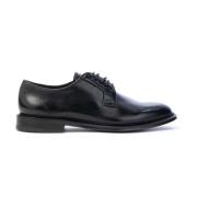 Handgeverfde Leren Derby Schoenen Brecos , Black , Heren