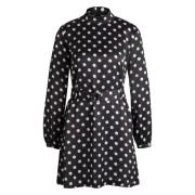 Satin Jurk met Polka-Dot Print en Riem Hugo Boss , Multicolor , Dames