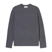 Raglan crew neck ribbed sweater Closed , Gray , Heren