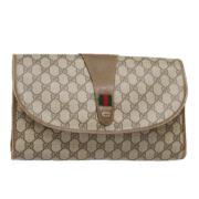 Pre-owned Leather clutches Gucci Vintage , Beige , Dames