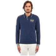 Blauw poloshirt met lange mouwen La Martina , Blue , Heren