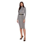 Midi gebreide wollen jurk met logo Elisabetta Franchi , Gray , Dames