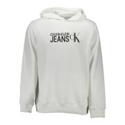 Hoodie Wit Lange Mouw Logo Print Calvin Klein , White , Heren