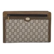 Pre-owned Leather clutches Gucci Vintage , Beige , Dames