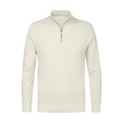 Half Zip Off White Pullover Profuomo , Beige , Heren