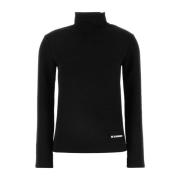 Zwarte polyesterblend trui Jil Sander , Black , Dames