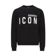 Icon Crewneck Sweatshirt - Katoen Dsquared2 , Black , Heren