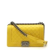 Pre-owned Leather shoulder-bags Chanel Vintage , Yellow , Dames