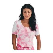 Tie Dye Heart Button T-shirt Loveshackfancy , Multicolor , Dames