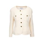 Pre-owned Wool outerwear Chanel Vintage , White , Dames