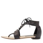 Pre-owned Leather sandals Chanel Vintage , Black , Dames