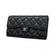 Pre-owned Leather wallets Chanel Vintage , Black , Dames