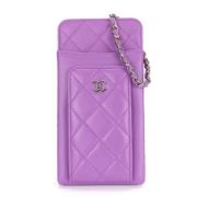 Pre-owned Leather chanel-bags Chanel Vintage , Purple , Dames