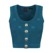 Mouwloze Top met Decoratieve Knopen Pinko , Blue , Dames