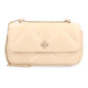 Diamanten Leren Mini Schoudertas Tory Burch , Beige , Dames