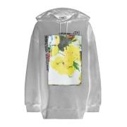 Grafische Logo Print Katoenen Hoodie Vrouwen Msgm , Gray , Dames