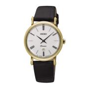 Gouden Leren Band Kwarts Horloge Seiko , Black , Dames