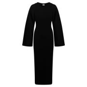 Midi jurk met geplooide mouwen Nanushka , Black , Dames