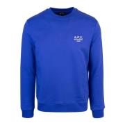 Blauwe Trui Rechte Snit Ronde Hals Wit A.p.c. , Blue , Heren