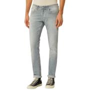 Stretch katoen denim met logo Dondup , Gray , Heren