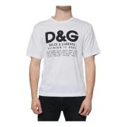 Witte Katoenen Logo Print T-Shirt Dolce & Gabbana , White , Heren