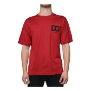 Rood Logo Print Katoenen T-shirt Dolce & Gabbana , Red , Heren