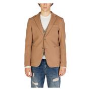 Beige Revers Kraag Blazer Herfst/Winter Gianni Lupo , Beige , Heren