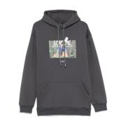 Hoodie met Grafische Print en Veters Throwback , Gray , Heren