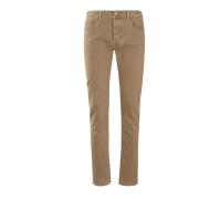 Stretch Gabardine Broek Jacob Cohën , Brown , Heren