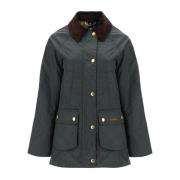 Gewaxte Katoenen Jas met Ribfluwelen Kraag Barbour , Green , Dames