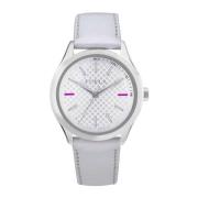 Wit Leren Quartz Horloge, Stalen Kast Furla , White , Dames