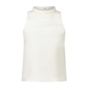 Linnen-Mix Top Losse Pasvorm Ronde Hals Loulou Studio , White , Dames