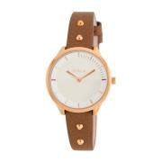 Roze Stalen Leren Quartz Horloge Furla , Brown , Dames